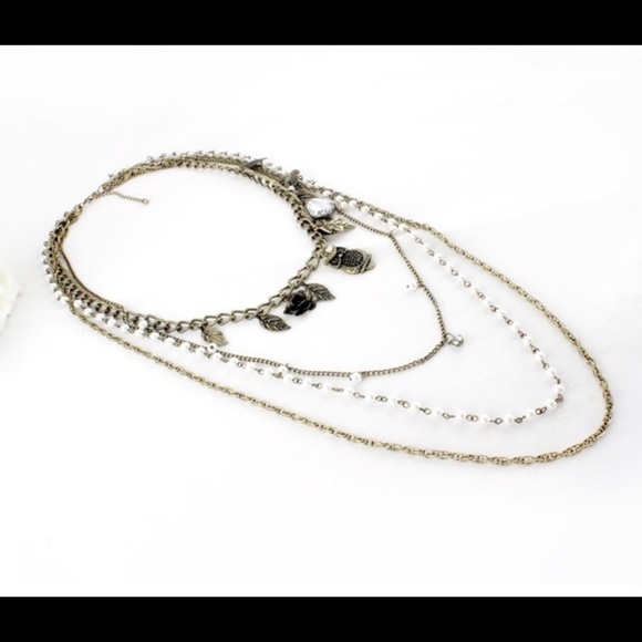 4 layer bohemian statement charm necklace - Picture 2 of 7